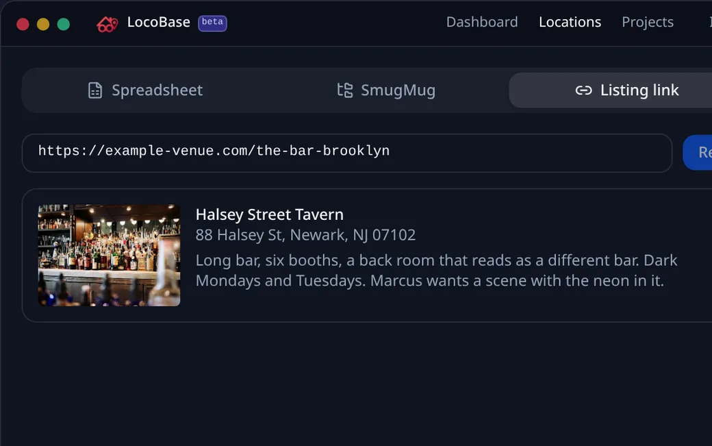 A listing link